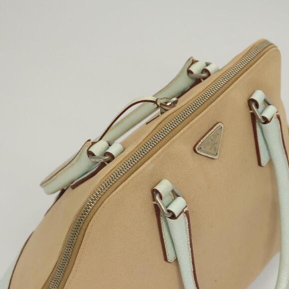 PRADA Hand Bag Canvas Beige Silver - Picture 6 of 13